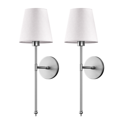 Moderne LED Wandleuchte mit Stoffschirm – Wandlampe für Wohnzimmer/Schlafzimmer – E27 – Warmweiß