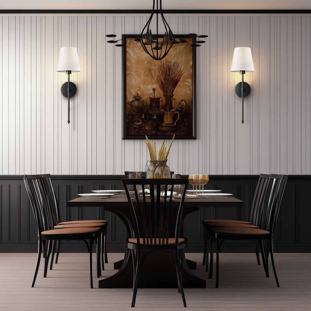 Moderne LED Wandleuchte mit Stoffschirm – Wandlampe für Wohnzimmer/Schlafzimmer – E27 – Warmweiß