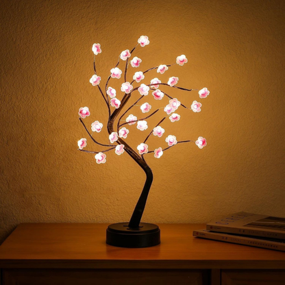 LED Kirschblüten Baum Lampe – Dekolampe für Wohnzimmer & Schlafzimmer | Warmweiß Stimmungslicht | LED Leuchtbaum mit Blüten