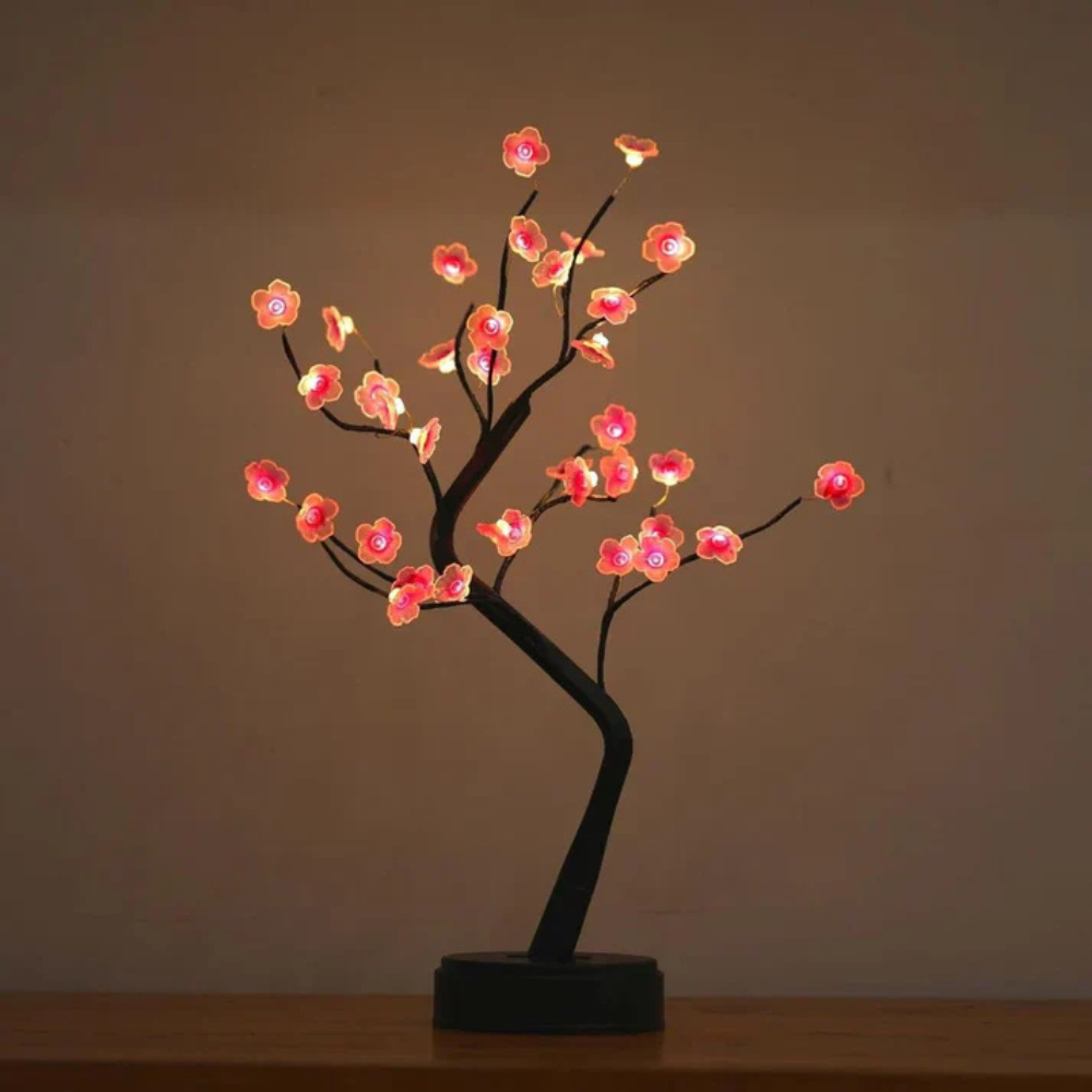 LED Kirschblüten Baum Lampe – Dekolampe für Wohnzimmer & Schlafzimmer | Warmweiß Stimmungslicht | LED Leuchtbaum mit Blüten
