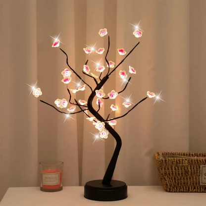 LED Kirschblüten Baum Lampe – Dekolampe für Wohnzimmer & Schlafzimmer | Warmweiß Stimmungslicht | LED Leuchtbaum mit Blüten