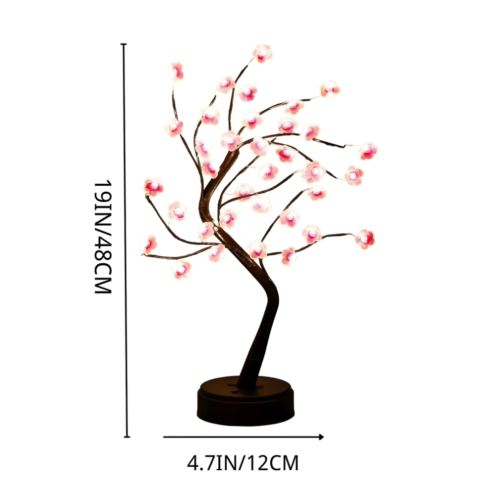 LED Kirschblüten Baum Lampe – Dekolampe für Wohnzimmer & Schlafzimmer | Warmweiß Stimmungslicht | LED Leuchtbaum mit Blüten