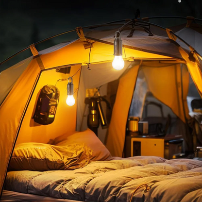 LED Campinglampe T01 – Warmweiß, tragbar & wiederaufladbar | Outdoor Zeltlampe für Camping, Garten & Notfälle