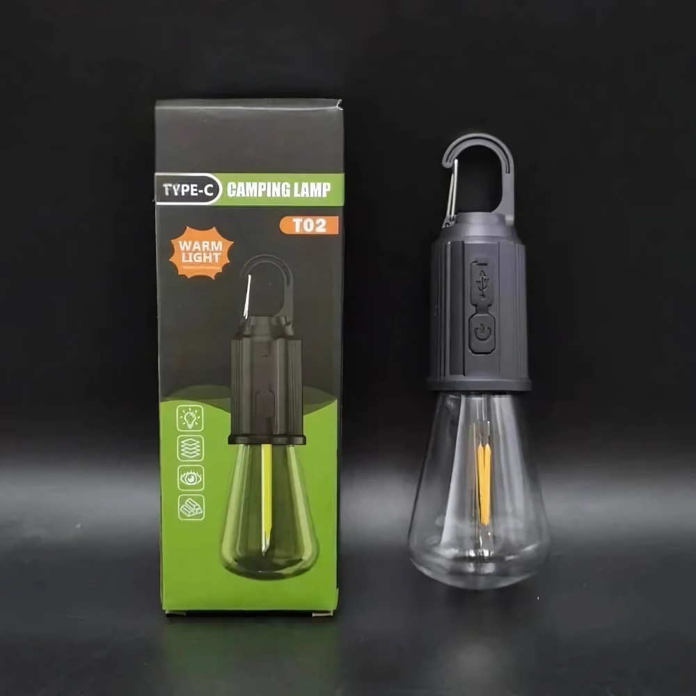 LED Campinglampe T01 – Warmweiß, tragbar & wiederaufladbar | Outdoor Zeltlampe für Camping, Garten & Notfälle