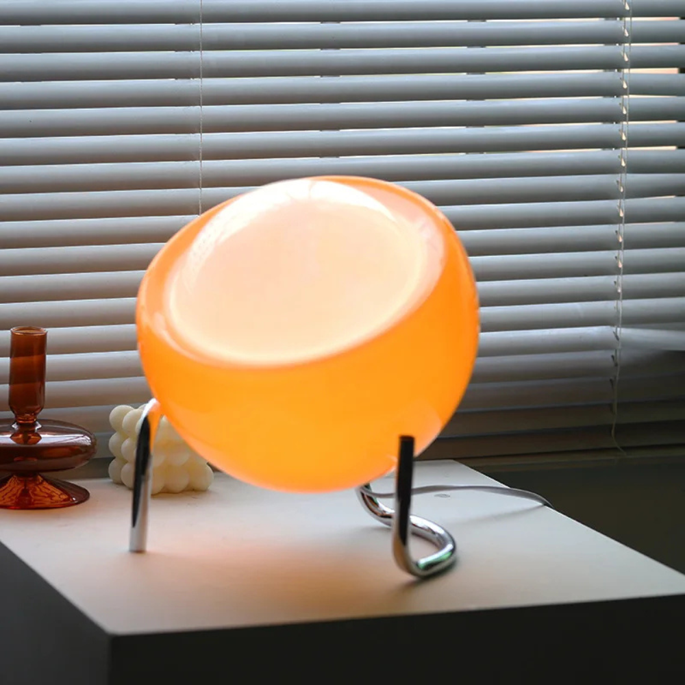 Bauhaus LED Tischlampe aus Glas – Retro Design Nachttischlampe für Schlafzimmer & Wohnzimmer, Nordic Design Tischleuchte