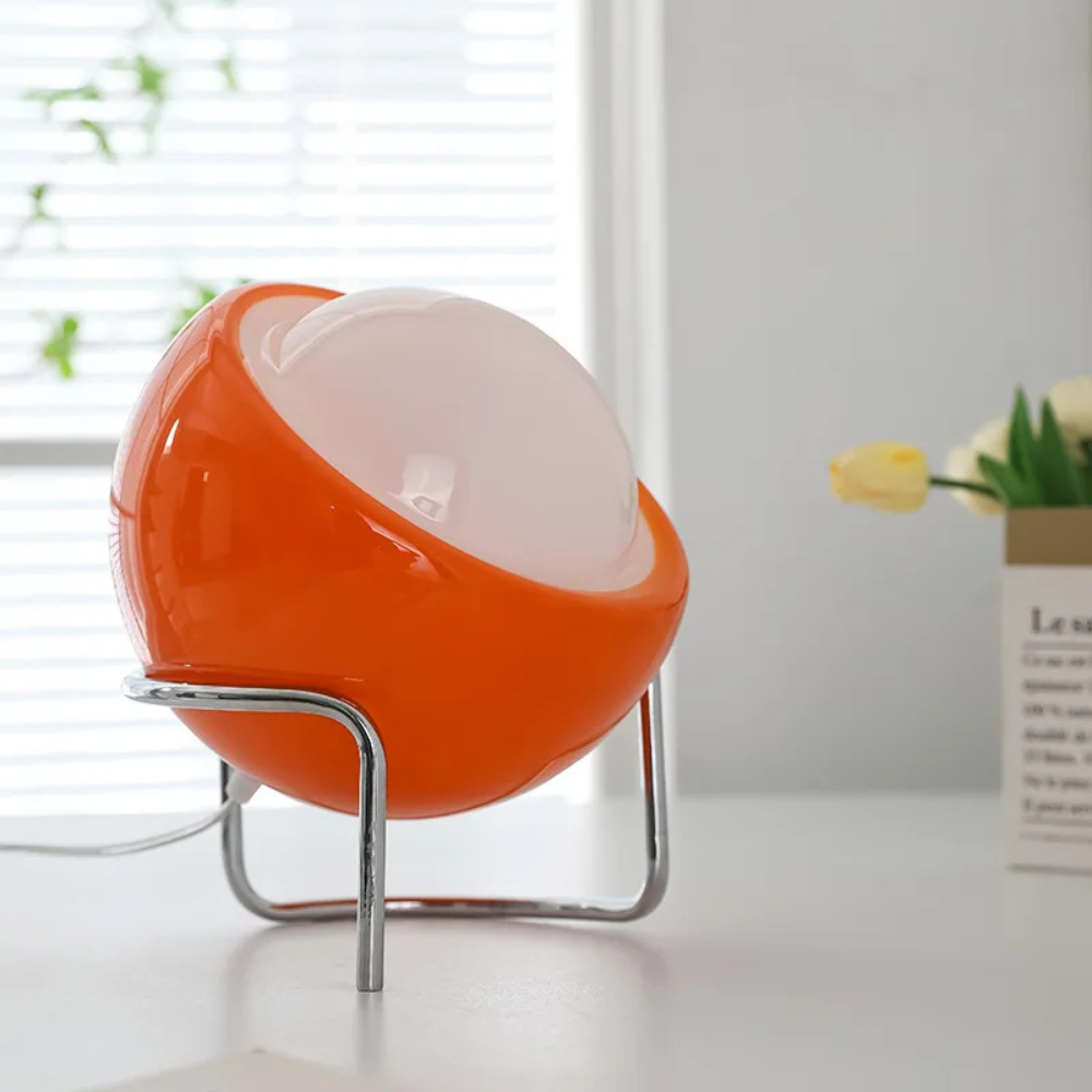 Bauhaus LED Tischlampe aus Glas – Retro Design Nachttischlampe für Schlafzimmer & Wohnzimmer, Nordic Design Tischleuchte