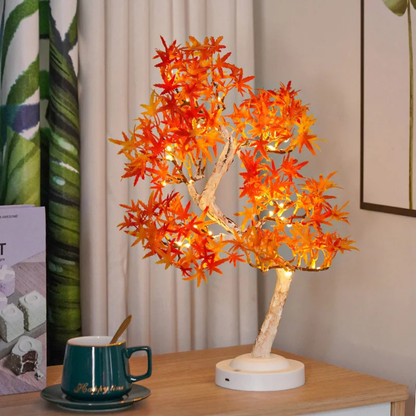 LED Ahornbaum Tischlampe – Herbst Deko Baum mit warmweißem Licht, flexible Zweige, Innen & Außen