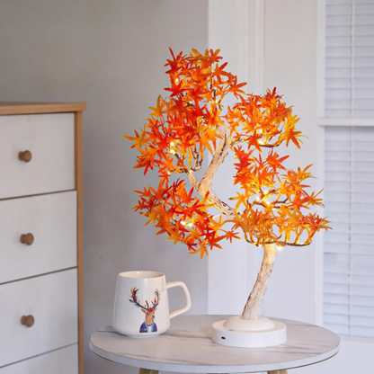 LED Ahornbaum Tischlampe – Herbst Deko Baum mit warmweißem Licht, flexible Zweige, Innen & Außen