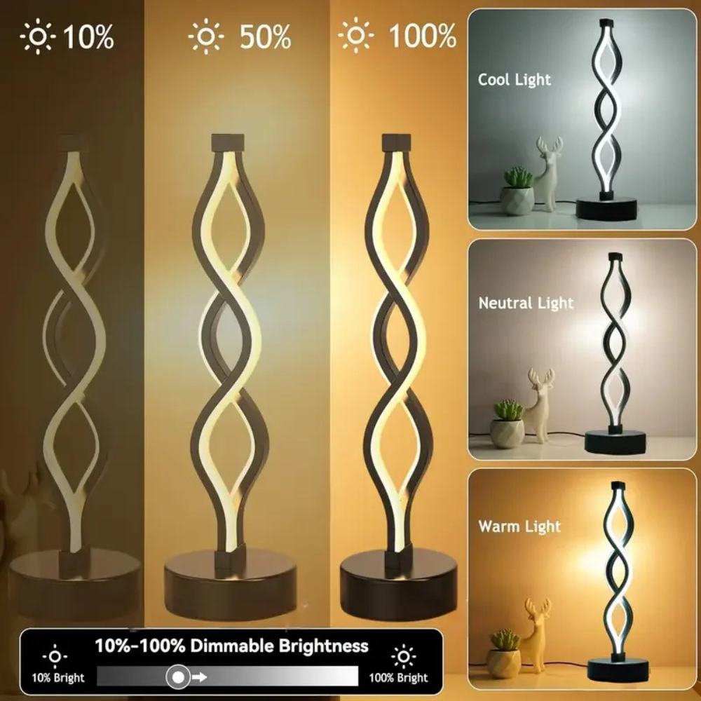 Moderne LED Tischlampe Dimmbar – Design Dekolampe aus Metall – USB Tischleuchte für Wohnzimmer & Schlafzimmer