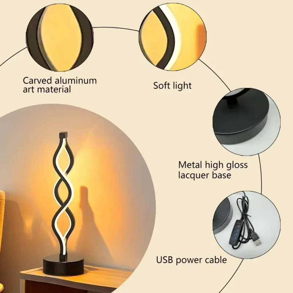 Moderne LED Tischlampe Dimmbar – Design Dekolampe aus Metall – USB Tischleuchte für Wohnzimmer & Schlafzimmer