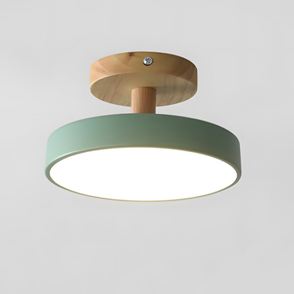 Nordische LED Deckenleuchte aus Holz – Runde Skandinavische Deckenlampe für Schlafzimmer, Flur & Wohnzimmer (12W)