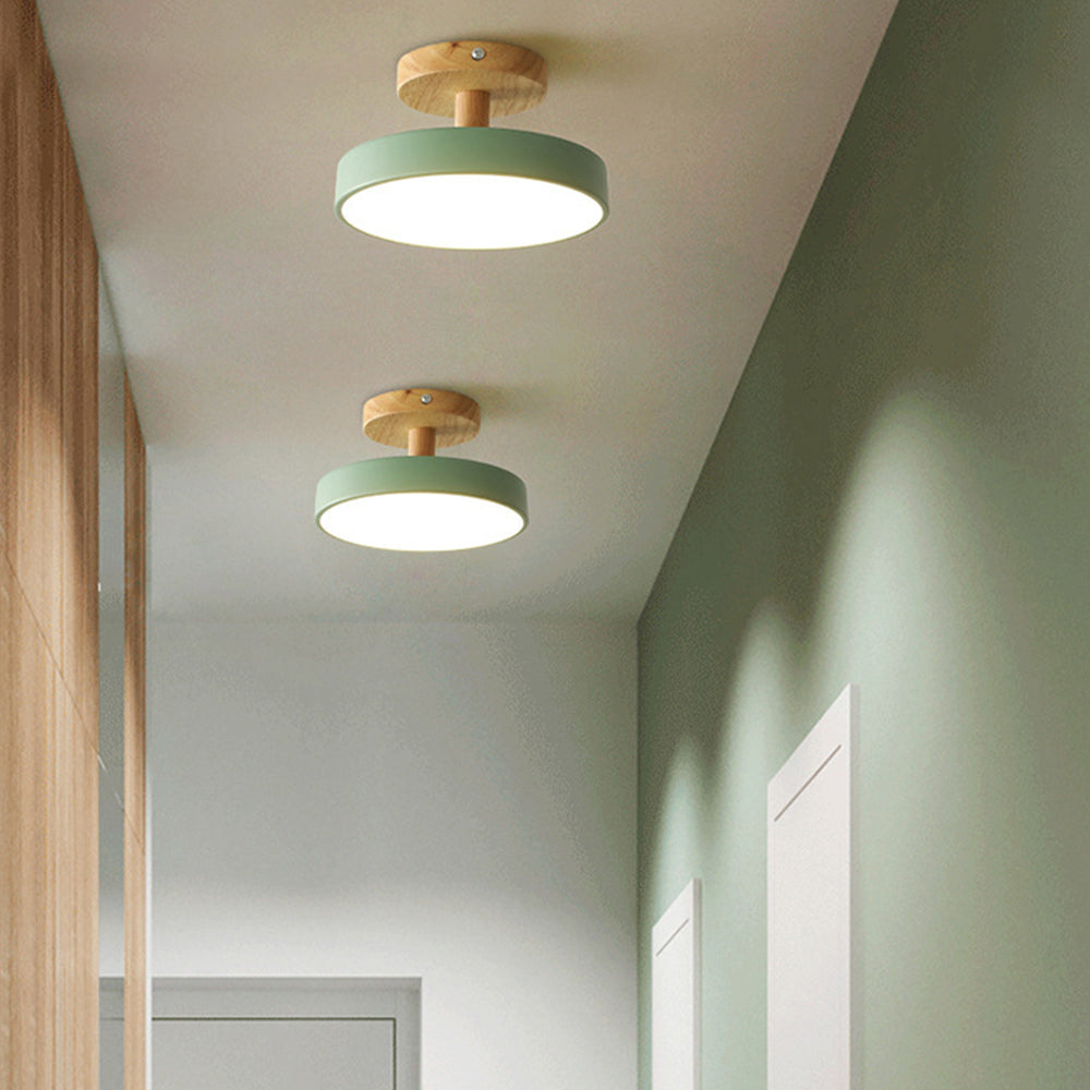 Nordische LED Deckenleuchte aus Holz – Runde Skandinavische Deckenlampe für Schlafzimmer, Flur & Wohnzimmer (12W)