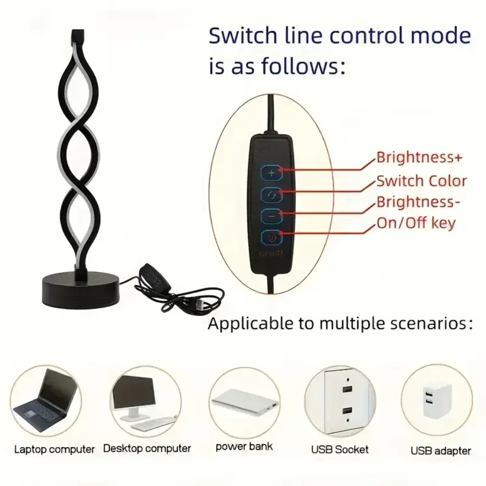 Moderne LED Tischlampe Dimmbar – Design Dekolampe aus Metall – USB Tischleuchte für Wohnzimmer & Schlafzimmer