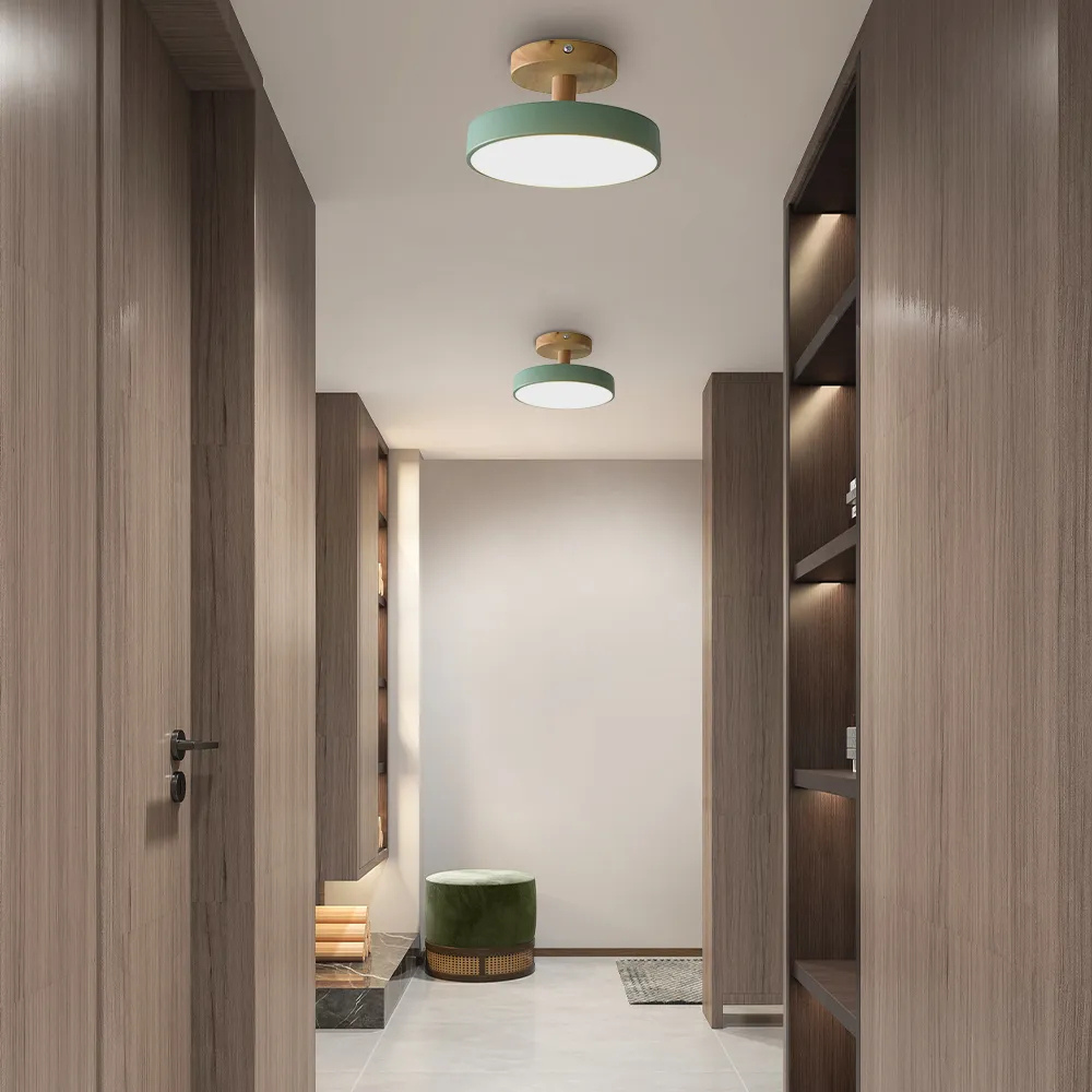 Nordische LED Deckenleuchte aus Holz – Runde Skandinavische Deckenlampe für Schlafzimmer, Flur & Wohnzimmer (12W)