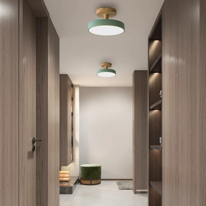 Nordische LED Deckenleuchte aus Holz – Runde Skandinavische Deckenlampe für Schlafzimmer, Flur & Wohnzimmer (12W)