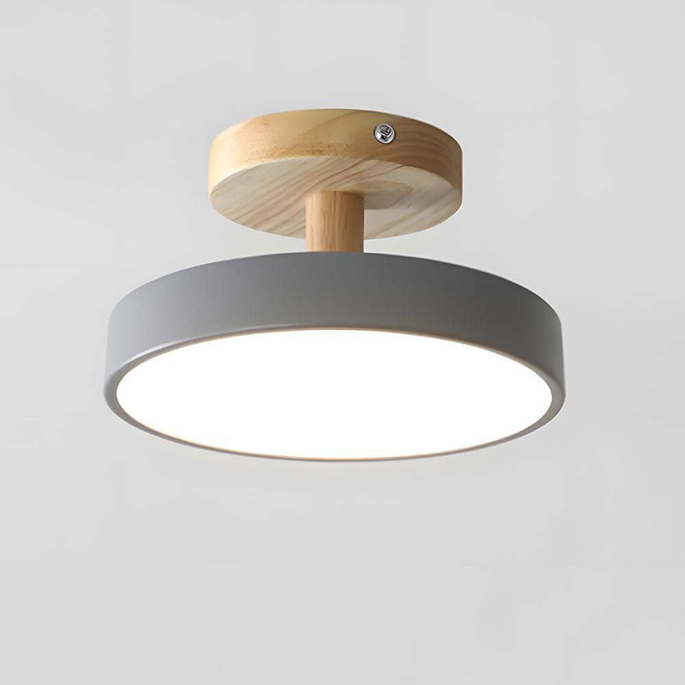 Nordische LED Deckenleuchte aus Holz – Runde Skandinavische Deckenlampe für Schlafzimmer, Flur & Wohnzimmer (12W)
