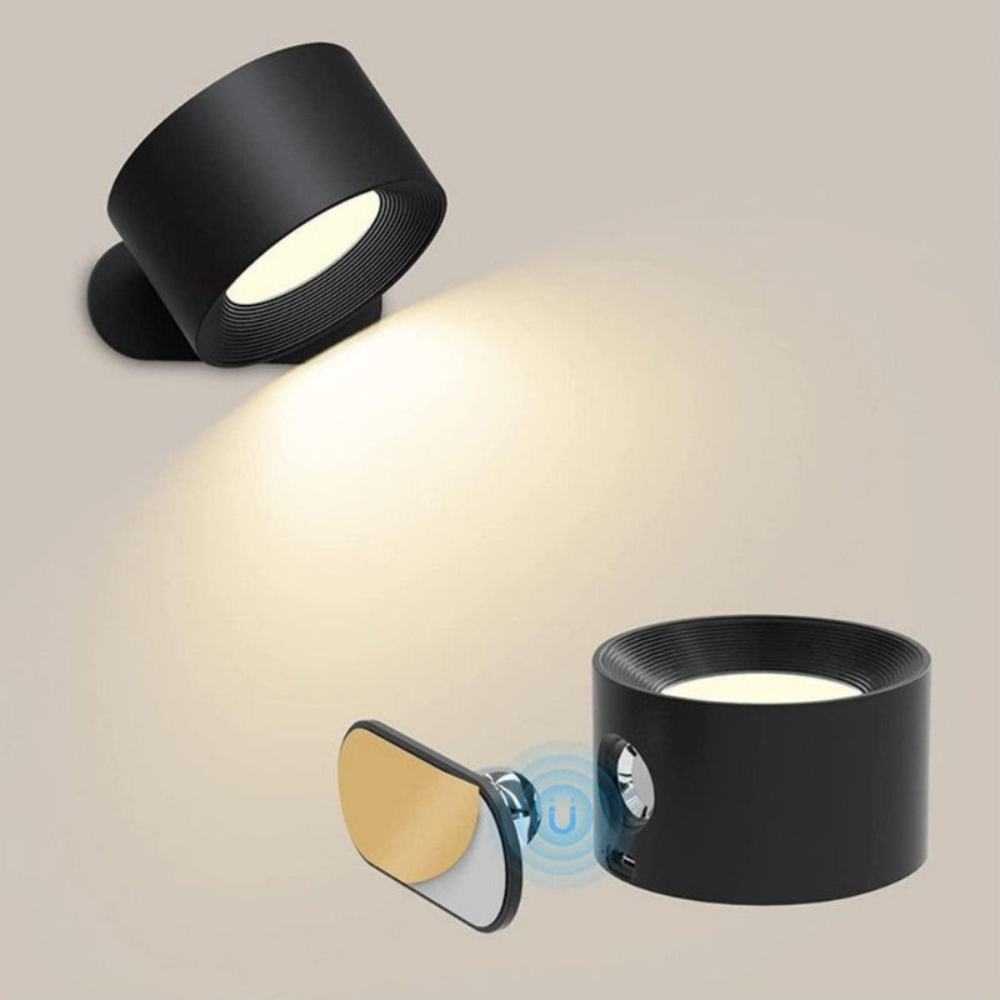 Kabellose LED Wandleuchte – Wiederaufladbar, Dimmbar, 360° Drehbar, Magnetische Wandlampe für Innenräume