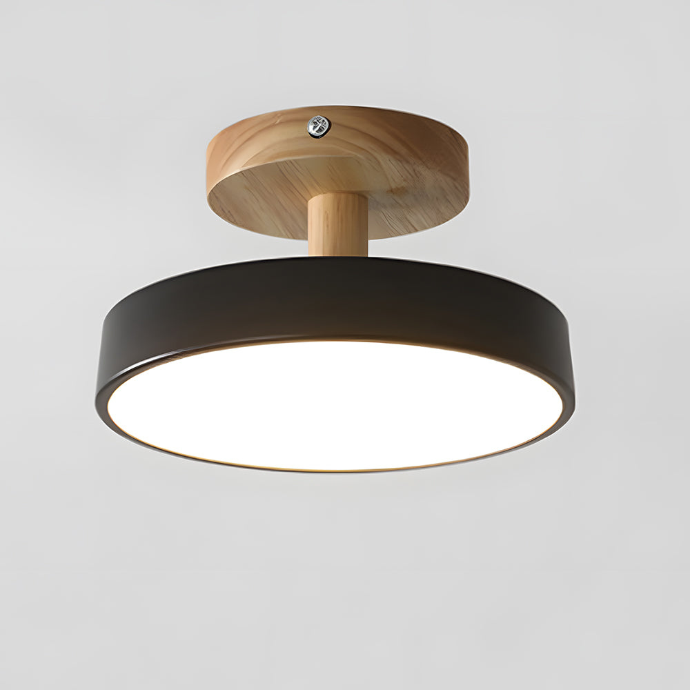 Nordische LED Deckenleuchte aus Holz – Runde Skandinavische Deckenlampe für Schlafzimmer, Flur & Wohnzimmer (12W)
