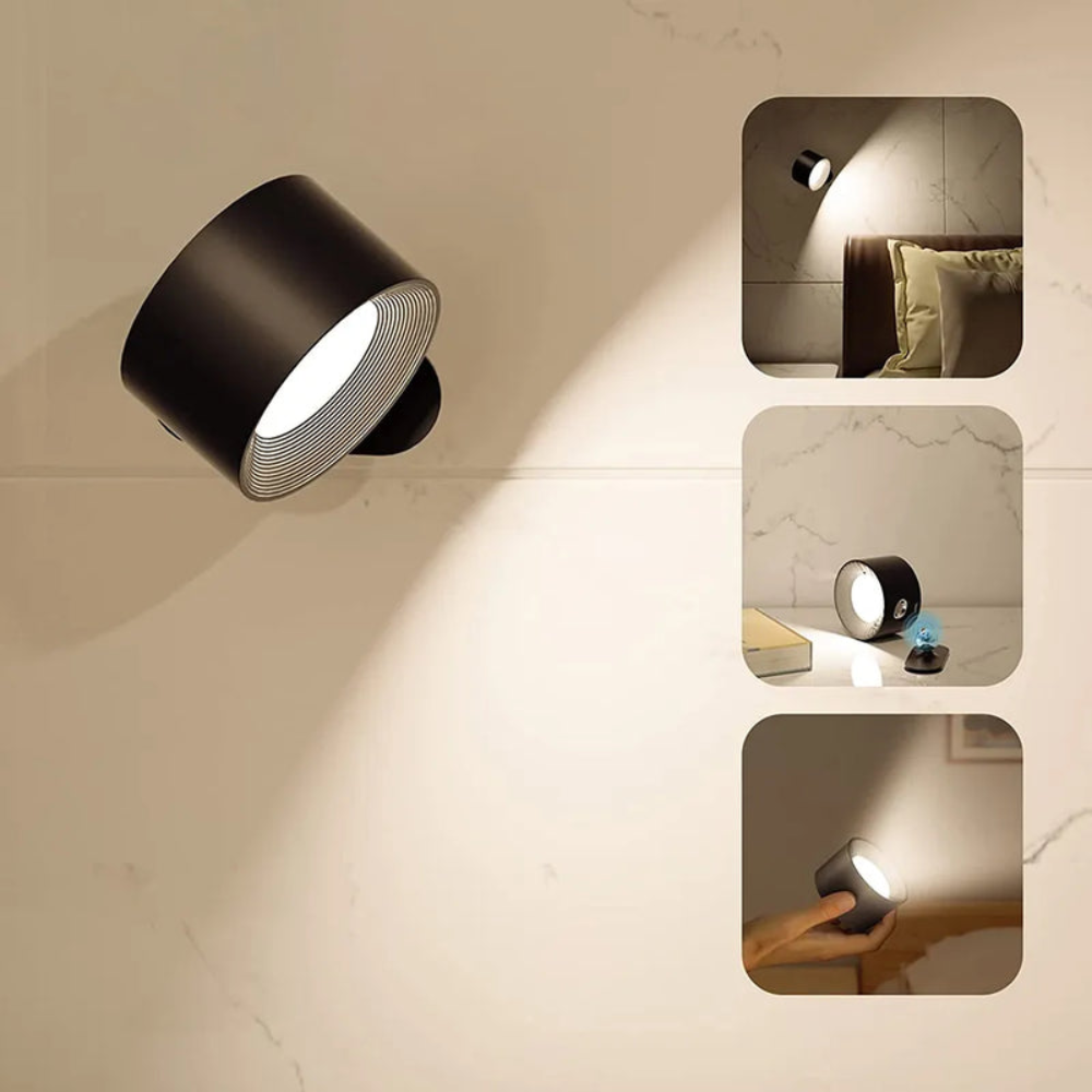 Kabellose LED Wandleuchte – Wiederaufladbar, Dimmbar, 360° Drehbar, Magnetische Wandlampe für Innenräume