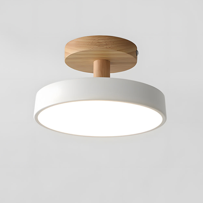 Nordische LED Deckenleuchte aus Holz – Runde Skandinavische Deckenlampe für Schlafzimmer, Flur & Wohnzimmer (12W)