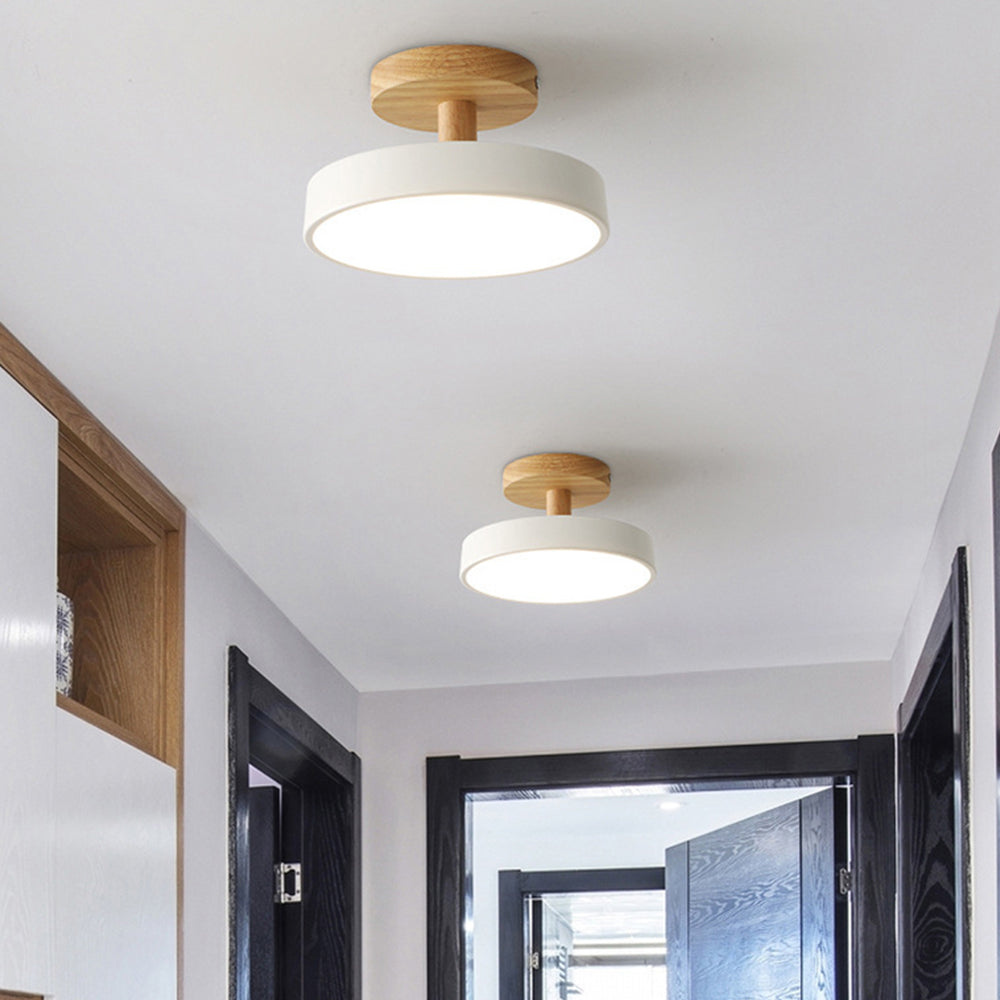 Nordische LED Deckenleuchte aus Holz – Runde Skandinavische Deckenlampe für Schlafzimmer, Flur & Wohnzimmer (12W)