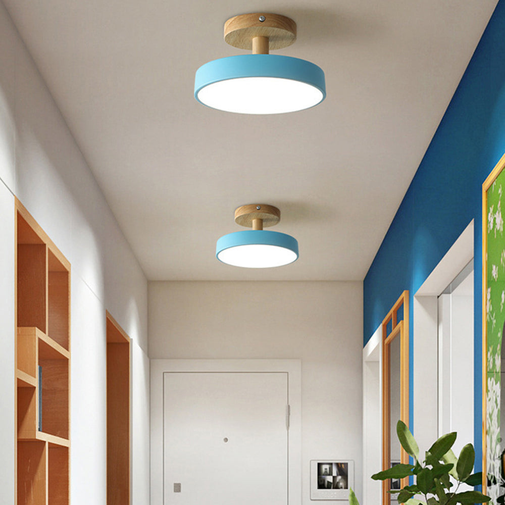 Nordische LED Deckenleuchte aus Holz – Runde Skandinavische Deckenlampe für Schlafzimmer, Flur & Wohnzimmer (12W)