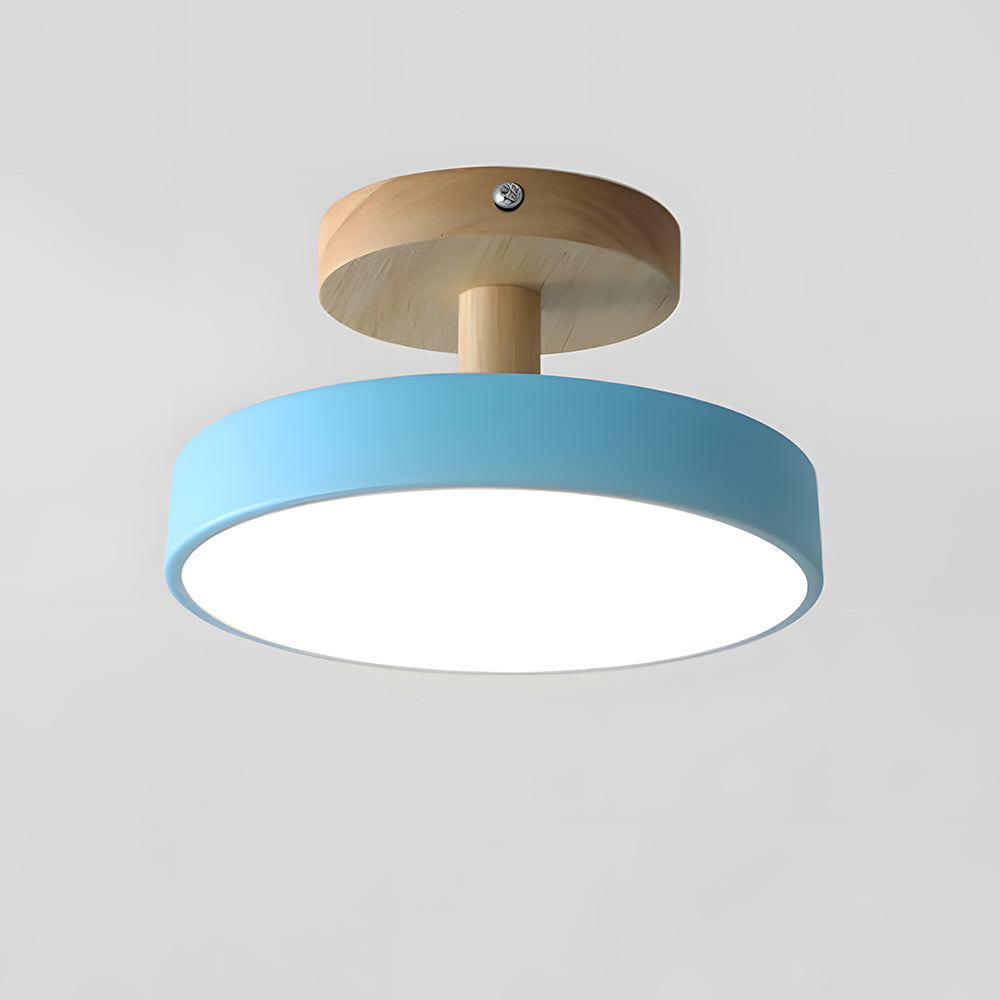 Nordische LED Deckenleuchte aus Holz – Runde Skandinavische Deckenlampe für Schlafzimmer, Flur & Wohnzimmer (12W)