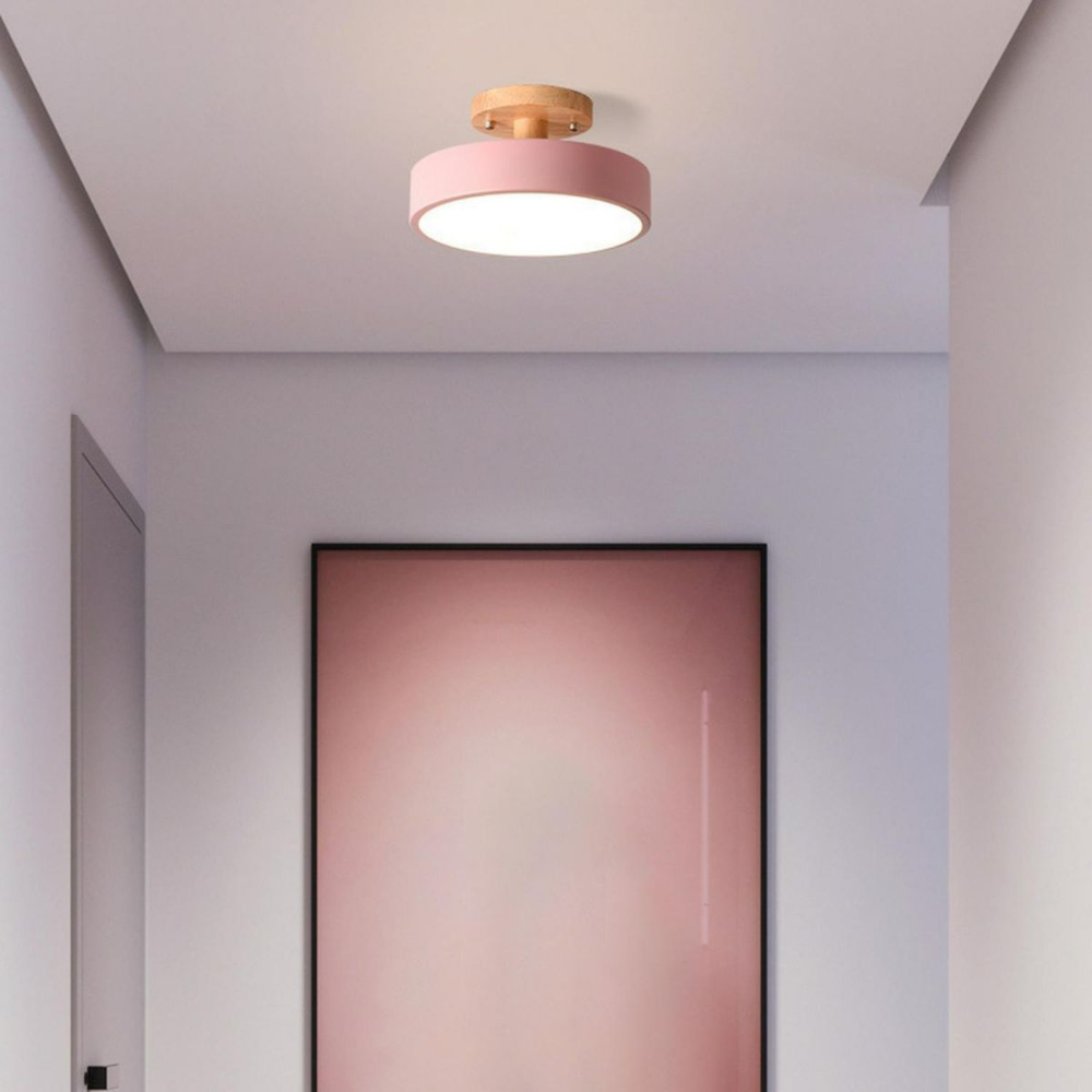 Nordische LED Deckenleuchte aus Holz – Runde Skandinavische Deckenlampe für Schlafzimmer, Flur & Wohnzimmer (12W)