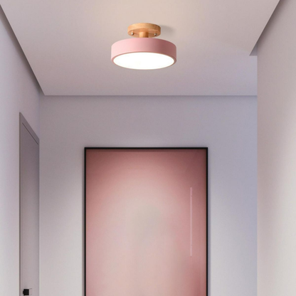 Nordische LED Deckenleuchte aus Holz – Runde Skandinavische Deckenlampe für Schlafzimmer, Flur & Wohnzimmer (12W)