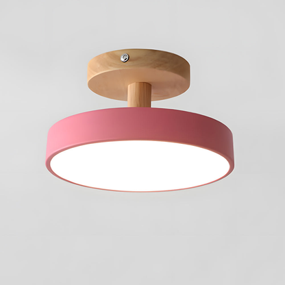 Nordische LED Deckenleuchte aus Holz – Runde Skandinavische Deckenlampe für Schlafzimmer, Flur & Wohnzimmer (12W)