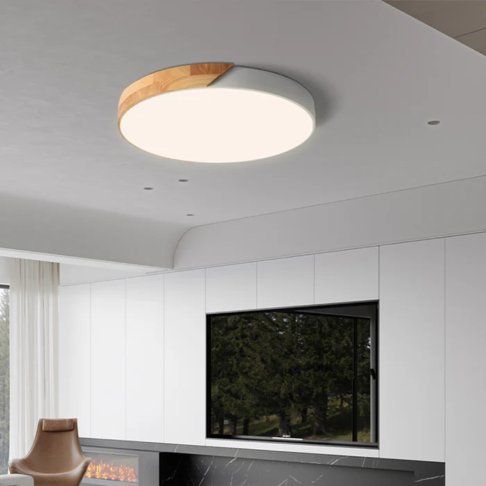 LED Deckenleuchte Holz – Moderne skandinavische Deckenlampe aus Holz & Acryl für Wohnzimmer & Schlafzimmer