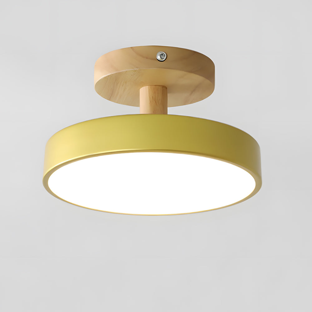 Nordische LED Deckenleuchte aus Holz – Runde Skandinavische Deckenlampe für Schlafzimmer, Flur & Wohnzimmer (12W)
