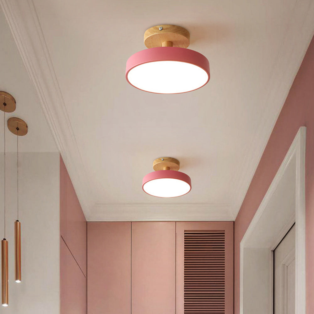 Nordische LED Deckenleuchte aus Holz – Runde Skandinavische Deckenlampe für Schlafzimmer, Flur & Wohnzimmer (12W)