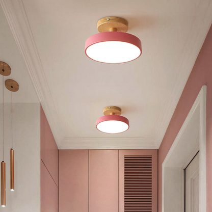 Nordische LED Deckenleuchte aus Holz – Runde Skandinavische Deckenlampe für Schlafzimmer, Flur & Wohnzimmer (12W)