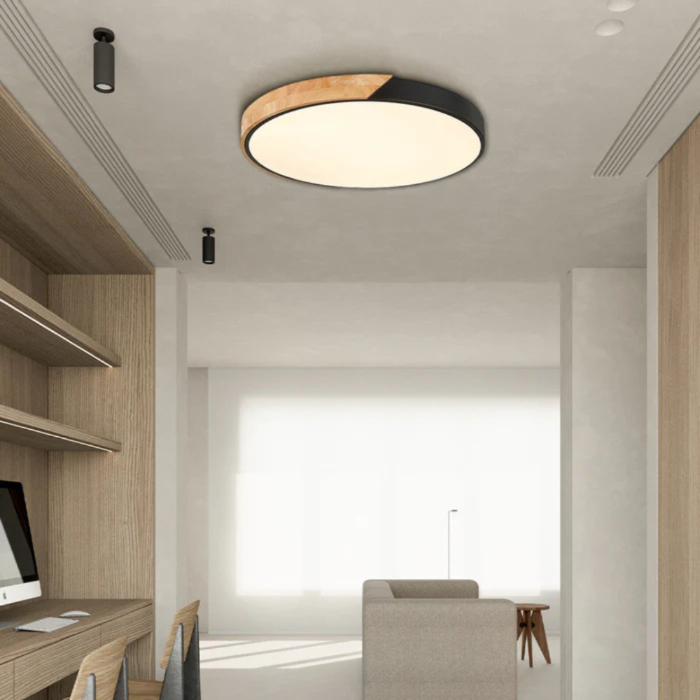 LED Deckenleuchte Holz – Moderne skandinavische Deckenlampe aus Holz & Acryl für Wohnzimmer & Schlafzimmer