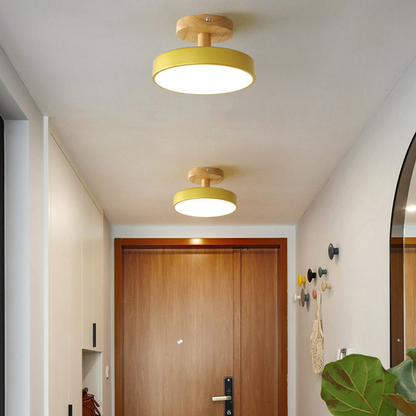 Nordische LED Deckenleuchte aus Holz – Runde Skandinavische Deckenlampe für Schlafzimmer, Flur & Wohnzimmer (12W)