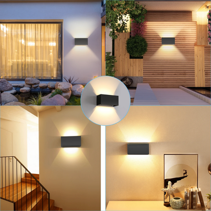 LED Wandleuchte Innen & Außen Schwarz – Up Down Wandlampe mit verstellbarem Lichtstrahl, G9 LED 12W, Warmweiß 3000K, Aluminium, wasserdicht