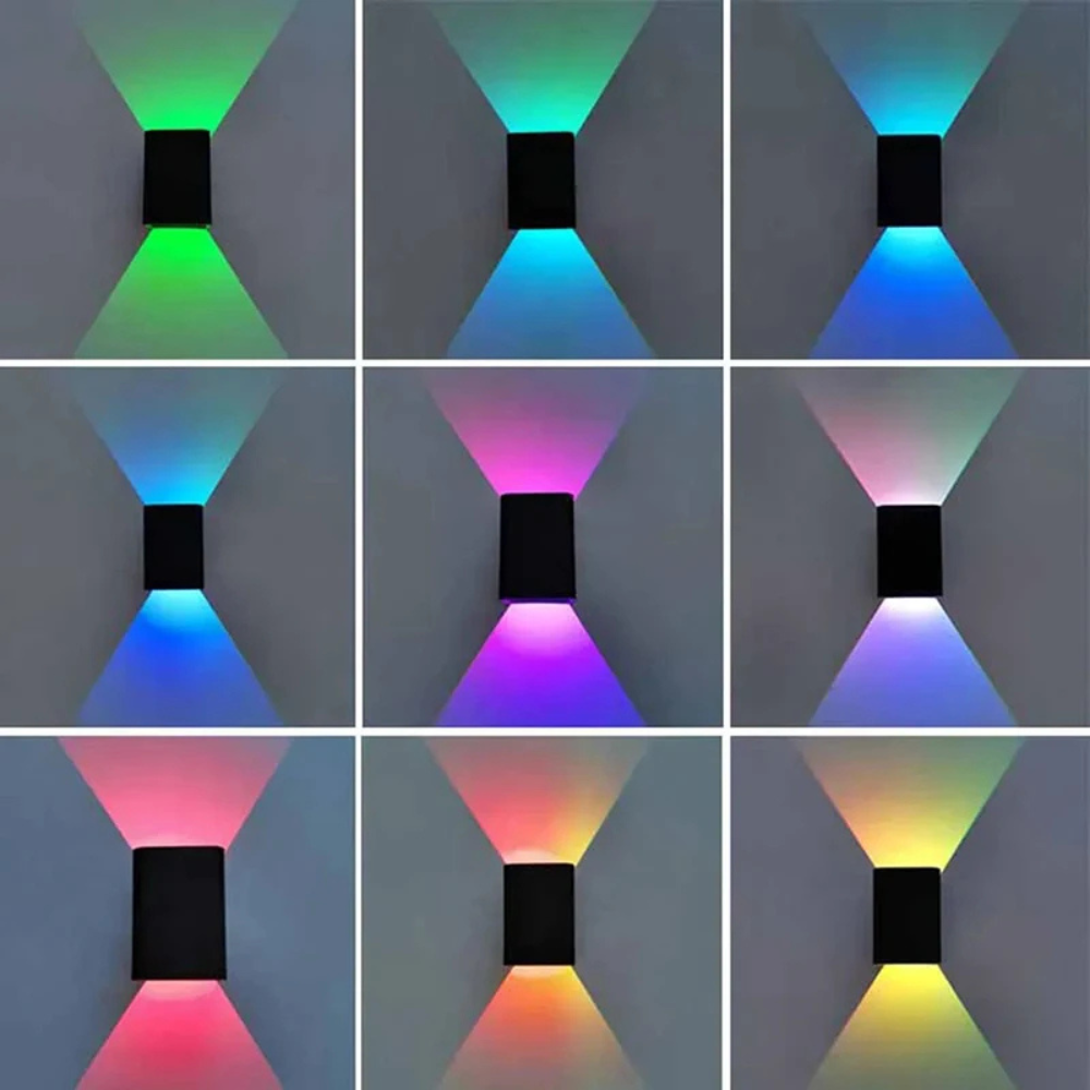 LED Wandleuchte RGBW Innen – 2er Set Moderne Up & Down Wandlampen aus Aluminium – Farbwechsel LED Wandlampe mit Fernbedienung, Schwarz
