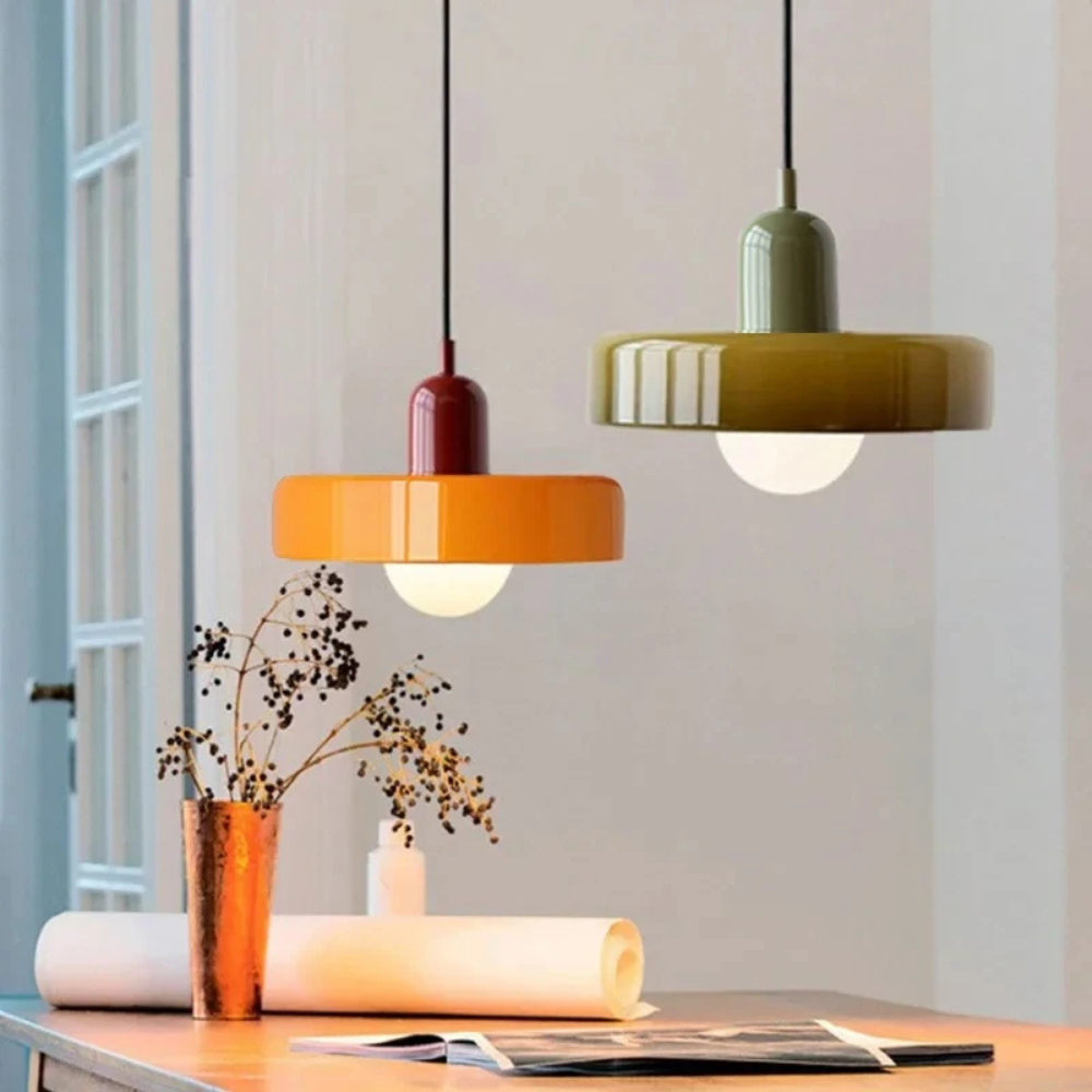 Nordische Retro Pendelleuchte aus Glas – E27 Hängelampe für Wohnzimmer, Esszimmer & Küche | Moderne Vintage Beleuchtung