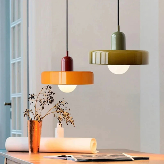 Nordische Retro Pendelleuchte aus Glas – E27 Hängelampe für Wohnzimmer, Esszimmer & Küche | Moderne Vintage Beleuchtung