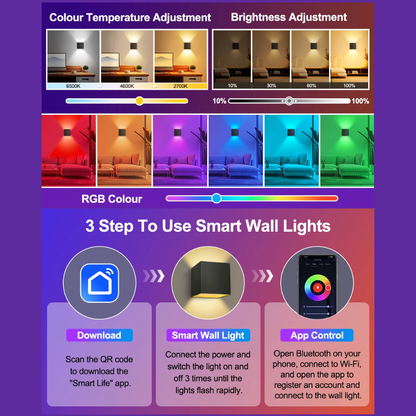Moderne LED-Außenwandleuchte mit App- & Sprachsteuerung