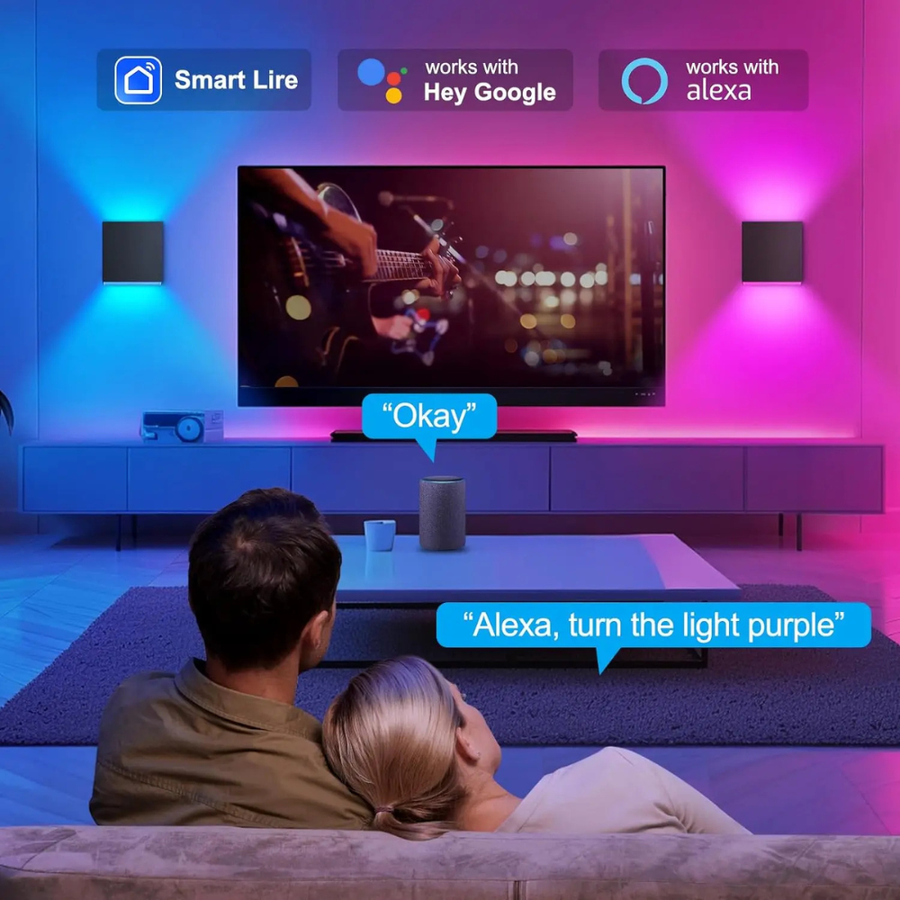 Moderne LED-Außenwandleuchte mit App- & Sprachsteuerung