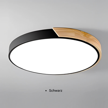 Nordische LED Deckenleuchte Holz Rund – Moderne Schlafzimmer & Wohnzimmer Lampe – 16W / 24W, Warm- oder Weißlicht