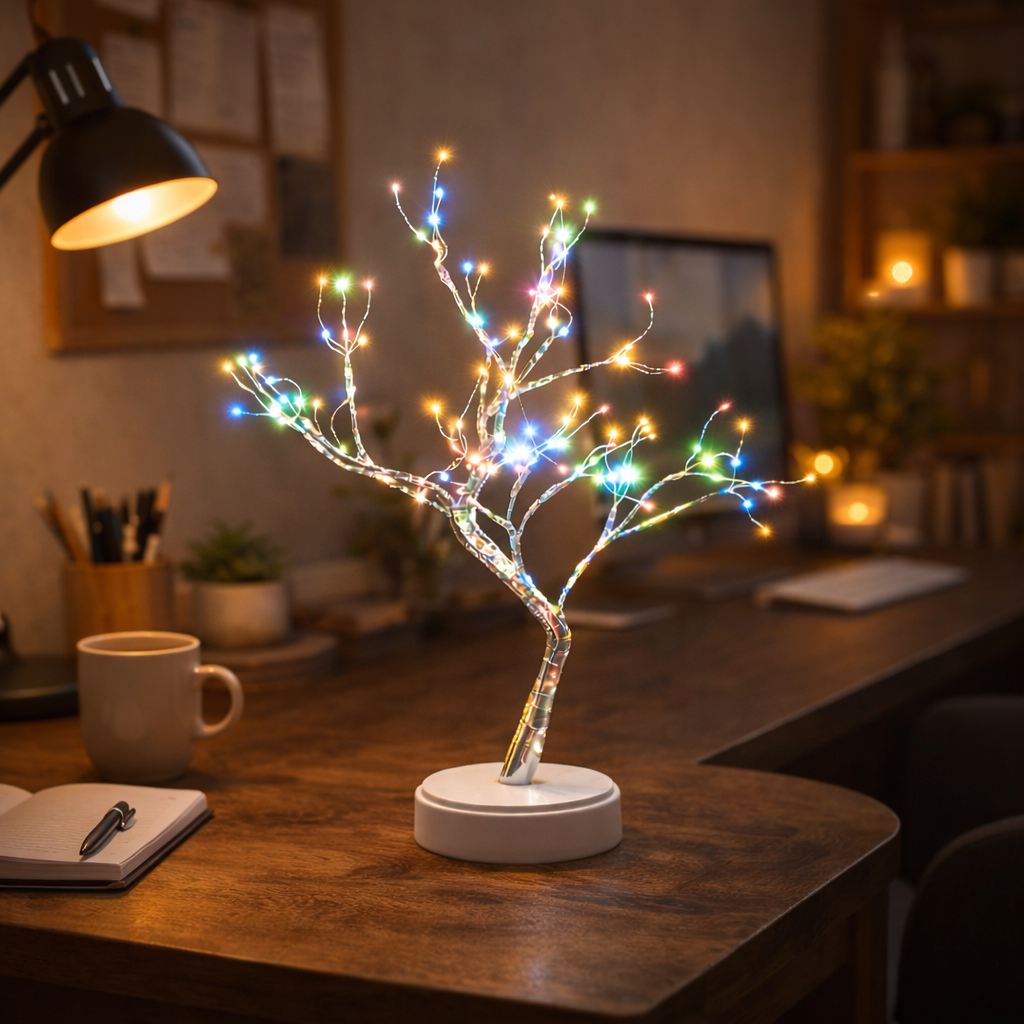 LumaTree Mehrfarbig  | LED Deko Baum mit Lichtern – Stimmungsvolle Tischlampe für Wohnzimmer & Schlafzimmer