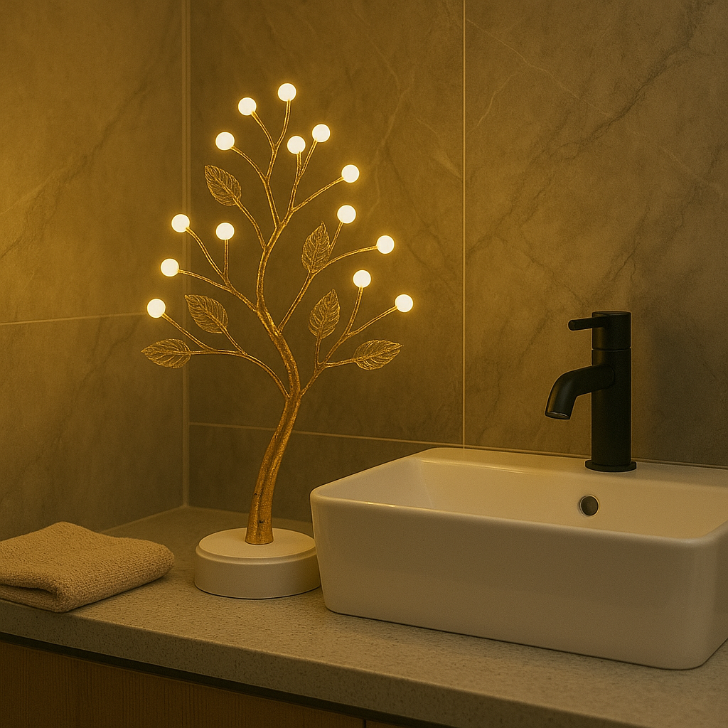 LED Baum Tischlampe – Deko Lampe für Wohnzimmer & Schlafzimmer, Warmweißes Stimmungslicht