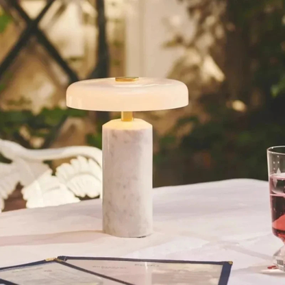Kabellose LED Tischlampe mit Akku – Dimmbare Designlampe im Marmor-Look mit Touch-Steuerung