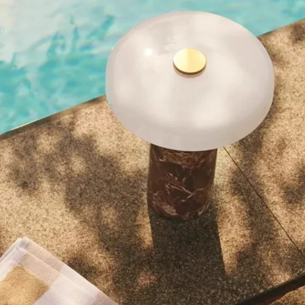 Kabellose LED Tischlampe mit Akku – Dimmbare Designlampe im Marmor-Look mit Touch-Steuerung