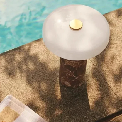 Kabellose LED Tischlampe mit Akku – Dimmbare Designlampe im Marmor-Look mit Touch-Steuerung