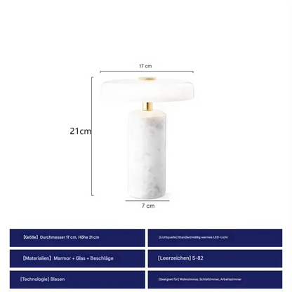 Kabellose LED Tischlampe mit Akku – Dimmbare Designlampe im Marmor-Look mit Touch-Steuerung