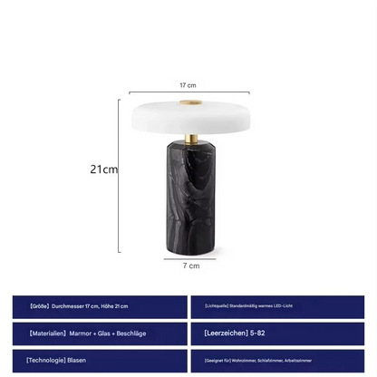 Kabellose LED Tischlampe mit Akku – Dimmbare Designlampe im Marmor-Look mit Touch-Steuerung